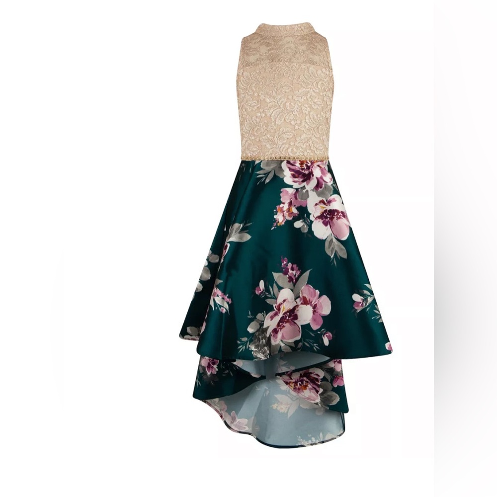 Elegant Floral Kids Dress with Lace Bodice